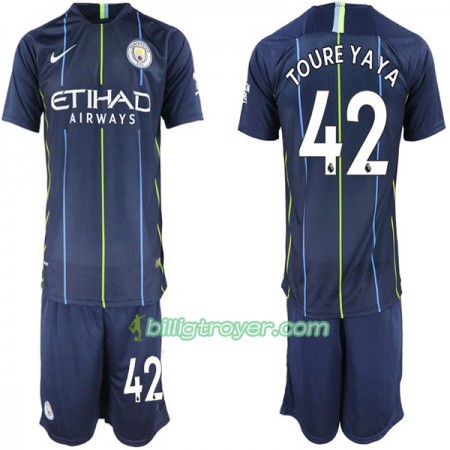 Billige Fotballdrakter Manchester City Toure Yaya 42 Barn Bortedraktsett 2018/19 Kortermet